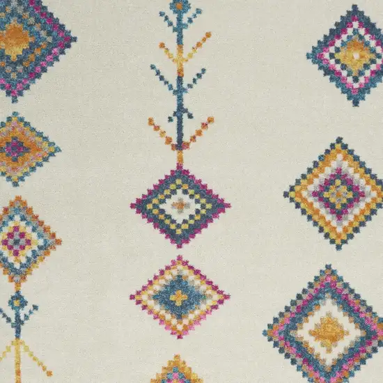 Blue Ivory And Pink Geometric Area Rug Photo 4
