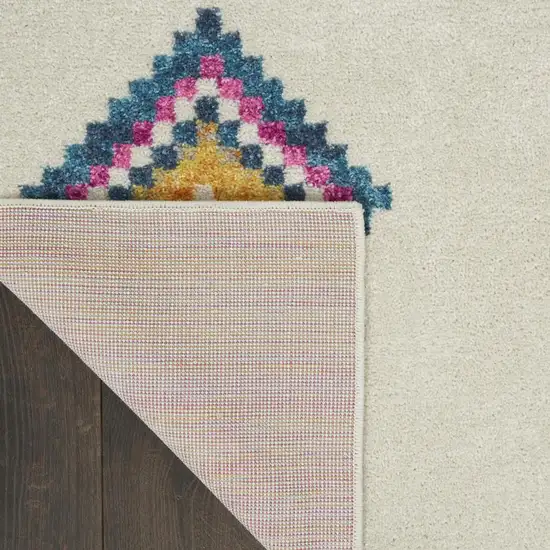 Blue Ivory And Pink Geometric Area Rug Photo 9