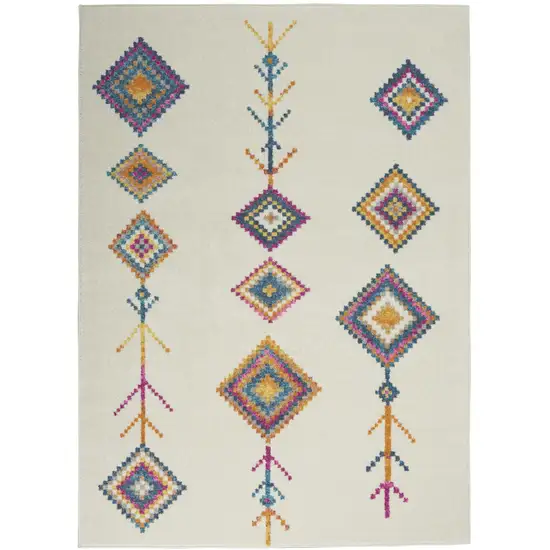 Blue Ivory And Pink Geometric Area Rug Photo 8