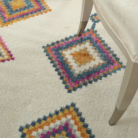 Blue Ivory And Pink Geometric Area Rug Photo 6