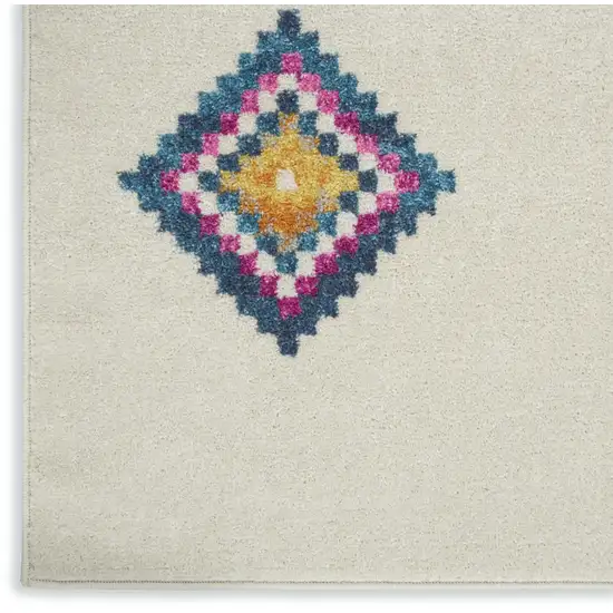Blue Ivory And Pink Geometric Area Rug Photo 3