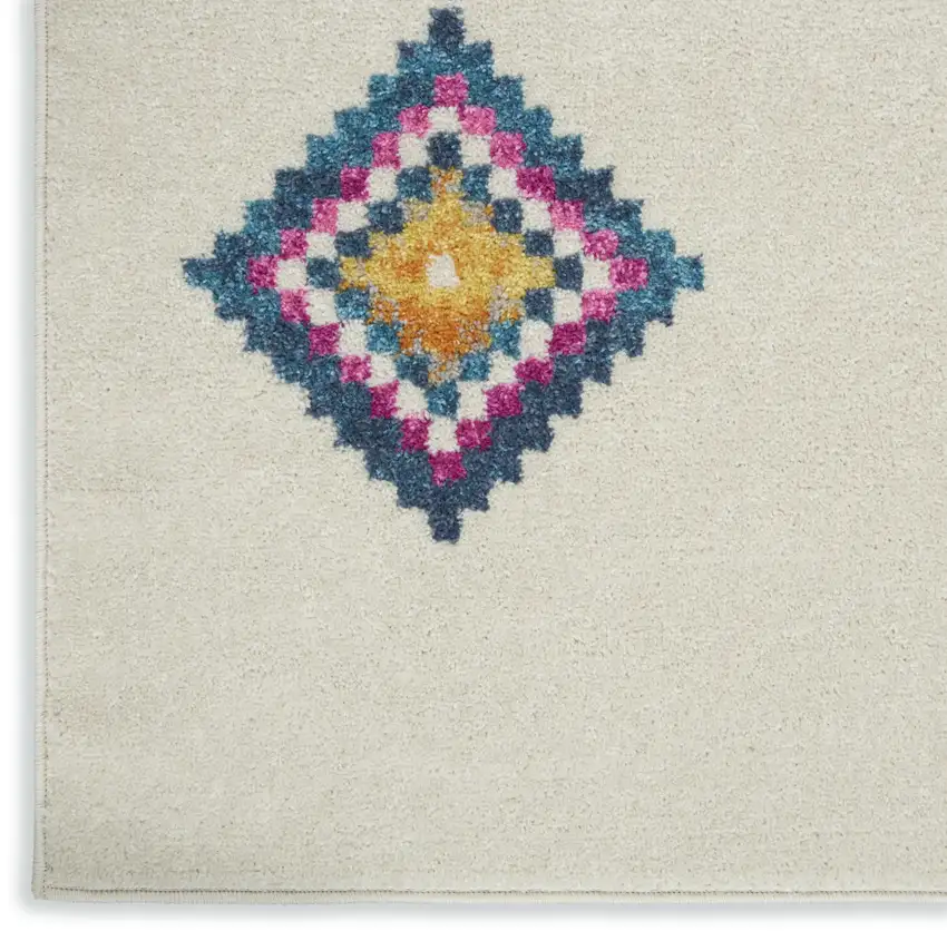 Blue Ivory And Pink Geometric Area Rug Photo 3