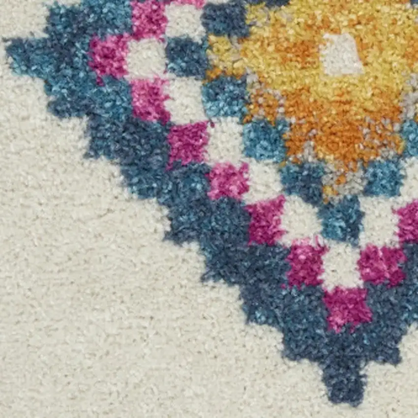Blue Ivory And Pink Geometric Area Rug Photo 4