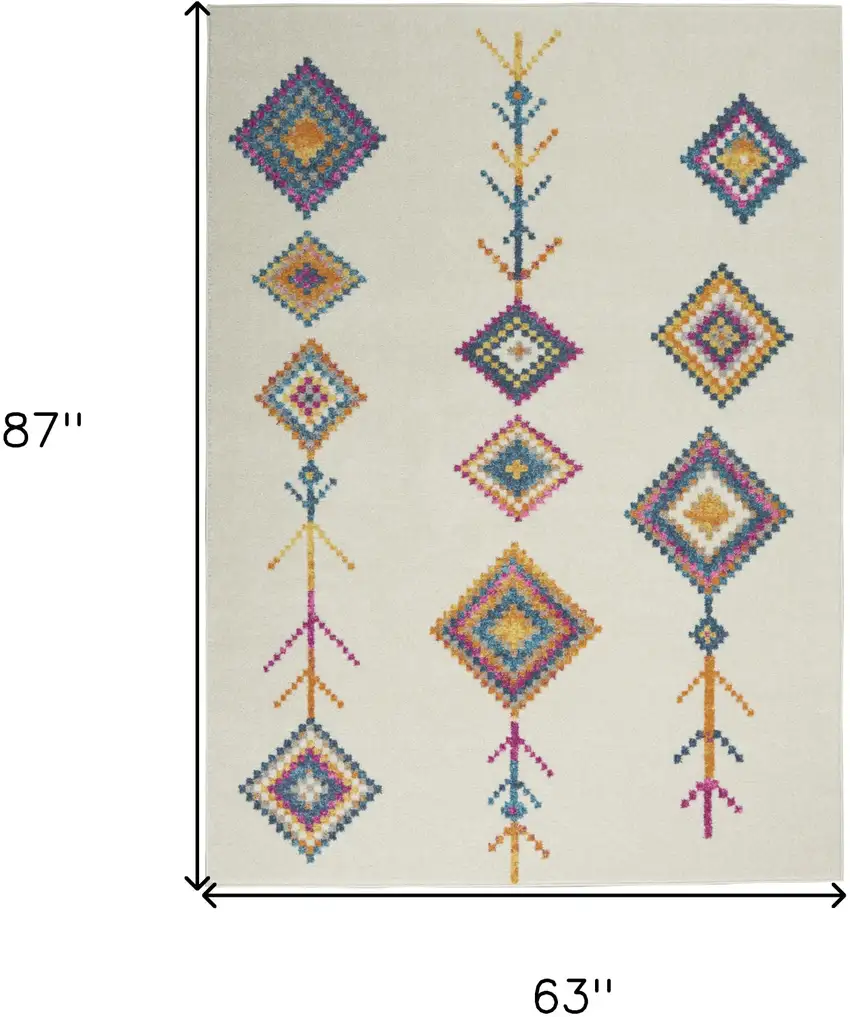 Blue Ivory And Pink Geometric Area Rug Photo 9