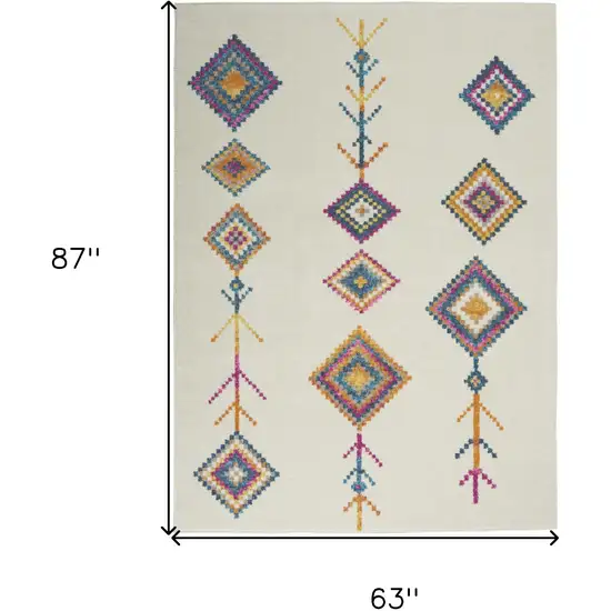Blue Ivory And Pink Geometric Area Rug Photo 9