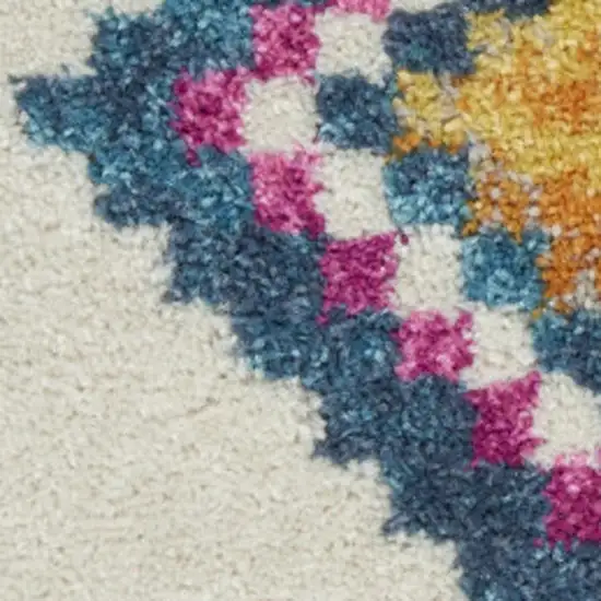 Blue Ivory And Pink Geometric Area Rug Photo 1