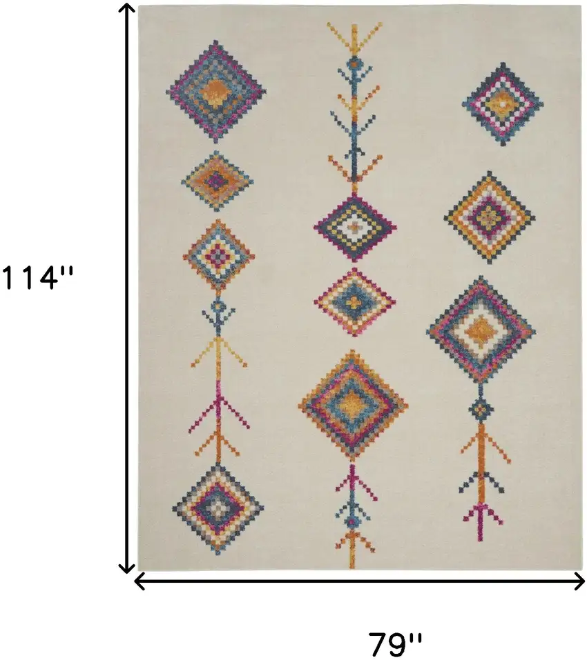 Ivory And Blue Geometric Area Rug Photo 8