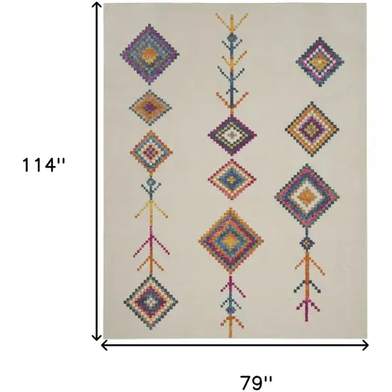 Ivory And Blue Geometric Area Rug Photo 8
