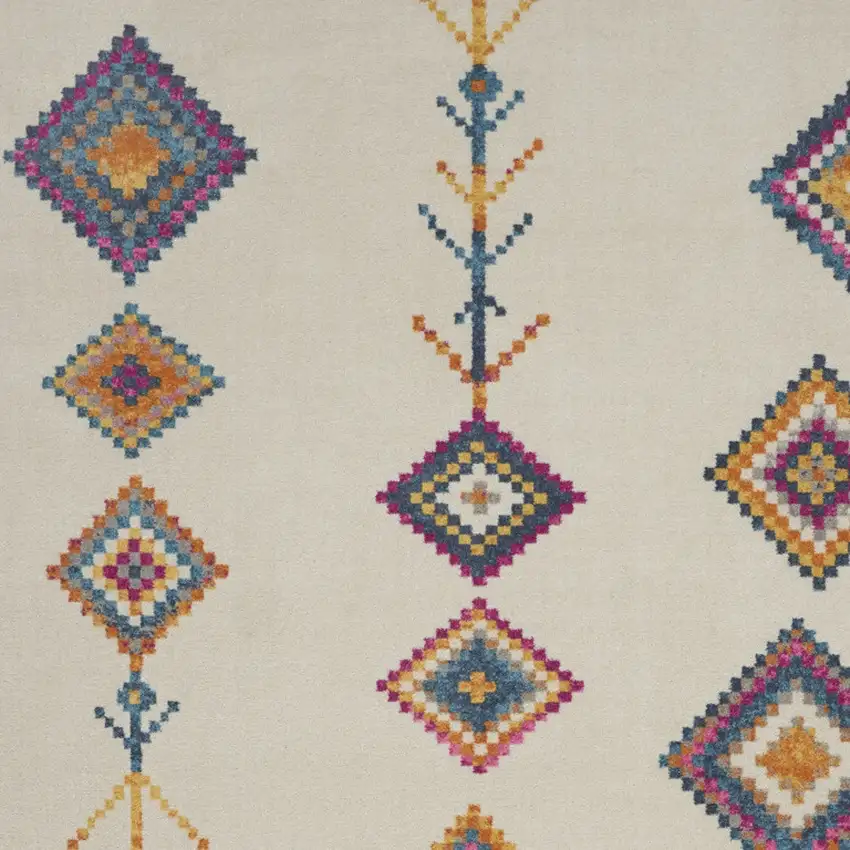 Ivory And Blue Geometric Area Rug Photo 3
