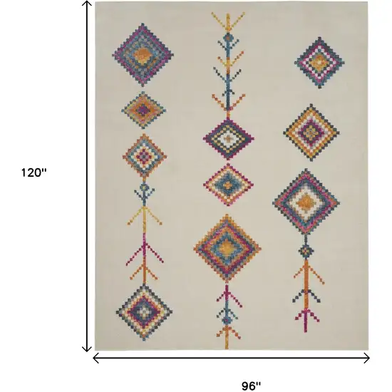 Blue Ivory And Pink Geometric Area Rug Photo 9