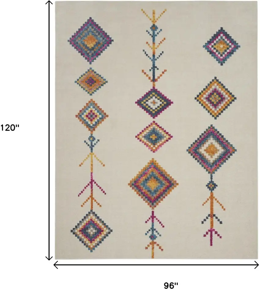 Blue Ivory And Pink Geometric Area Rug Photo 9