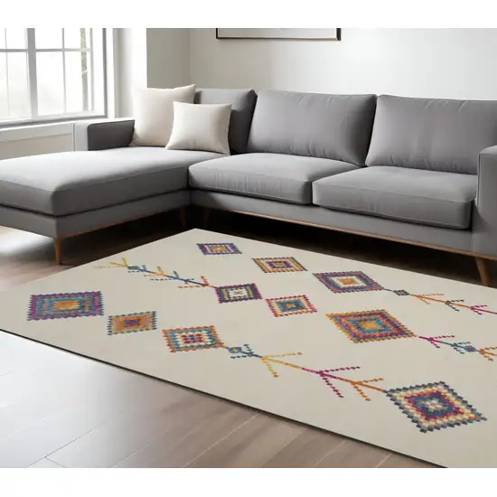 Blue Ivory And Pink Geometric Area Rug Photo 1