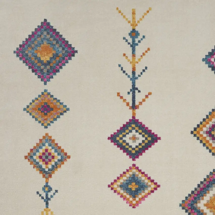 Ivory And Blue Geometric Area Rug Photo 2