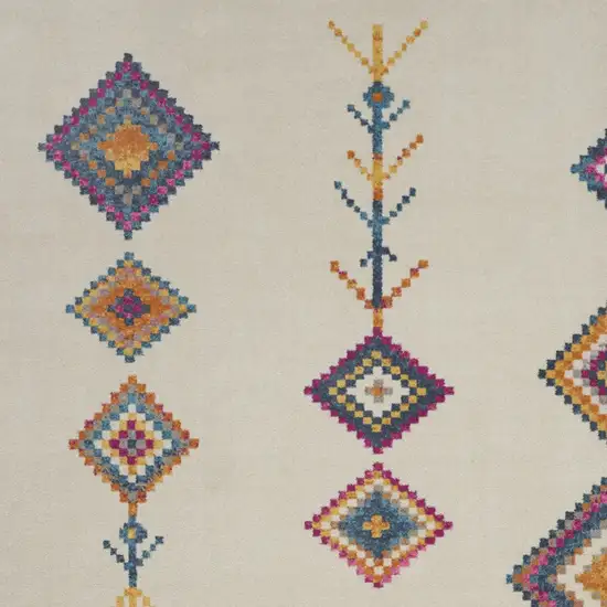 Ivory And Blue Geometric Area Rug Photo 2
