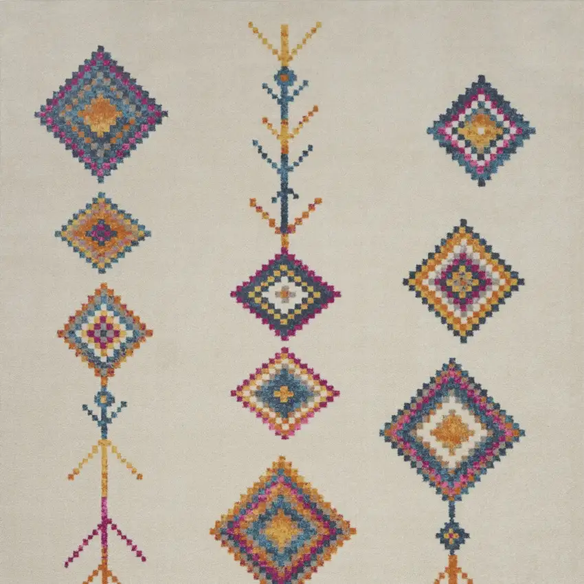 Ivory And Blue Geometric Area Rug Photo 3