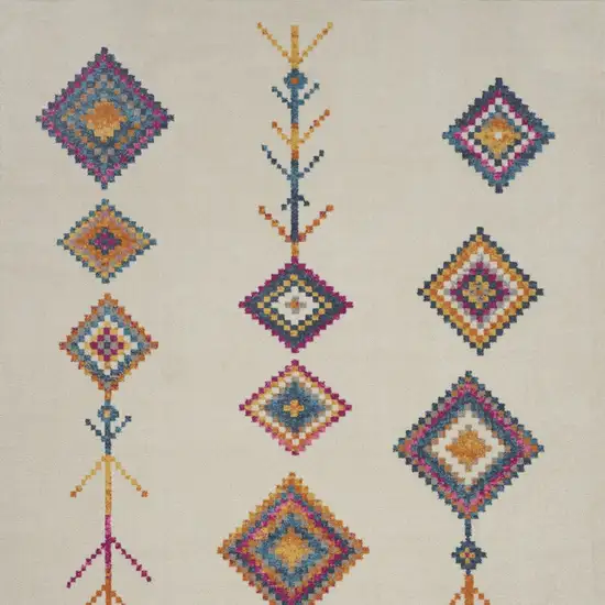 Ivory And Blue Geometric Area Rug Photo 3