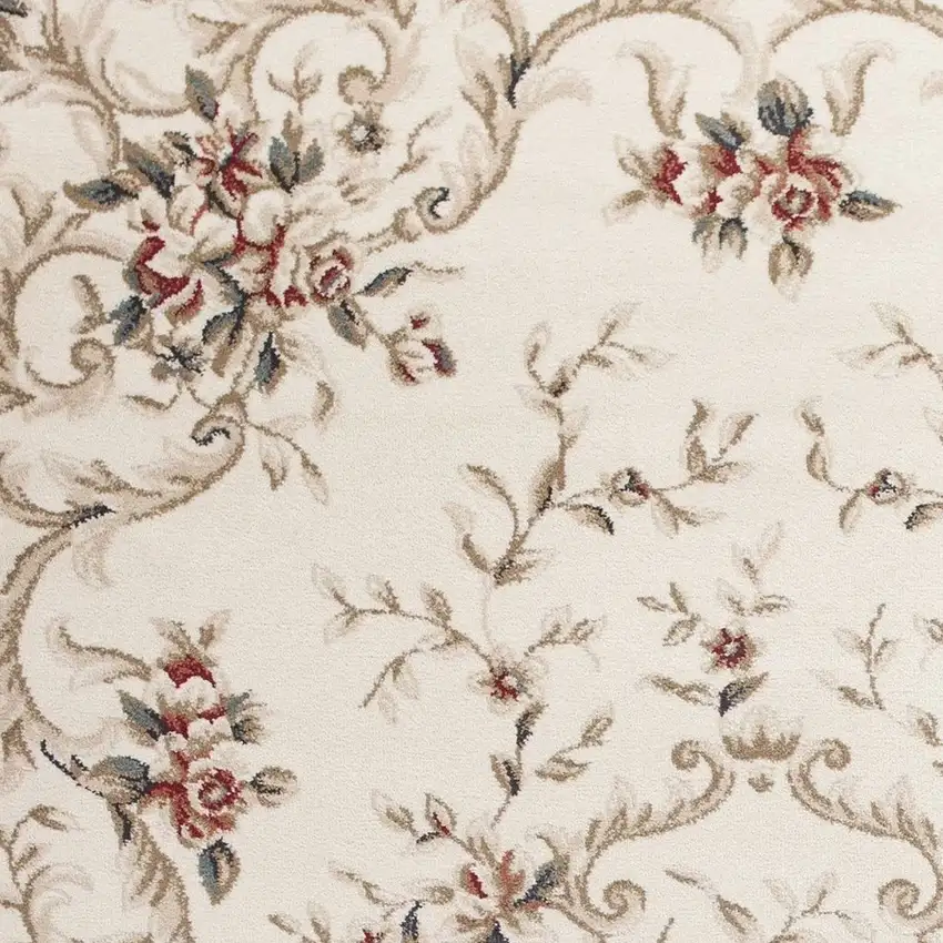 3'X5' Ivory Bordered Floral Indoor Area Rug Photo 7