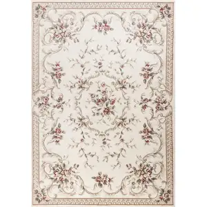 Photo of Ivory Bordered Floral Indoor Area Rug