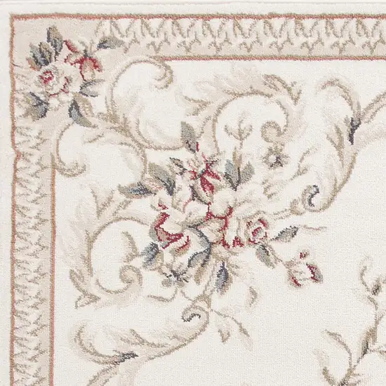 Ivory Bordered Floral Indoor Area Rug Photo 2