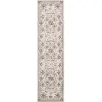 Photo of Ivory Bordered Floral Indoor Runner Rug