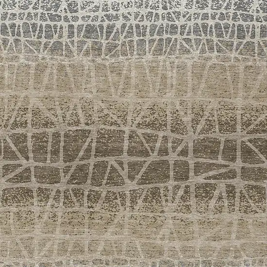 Ivory Brown And Beige Geometric Washable Indoor Outdoor Area Rug Photo 2