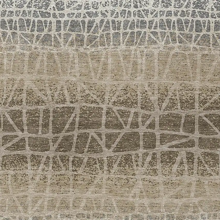 Ivory Brown And Beige Geometric Washable Indoor Outdoor Area Rug Photo 2