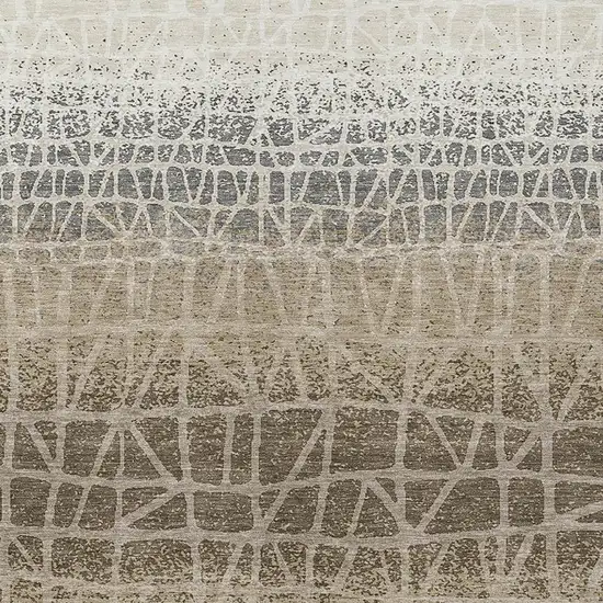 Ivory Brown And Beige Geometric Washable Indoor Outdoor Area Rug Photo 2