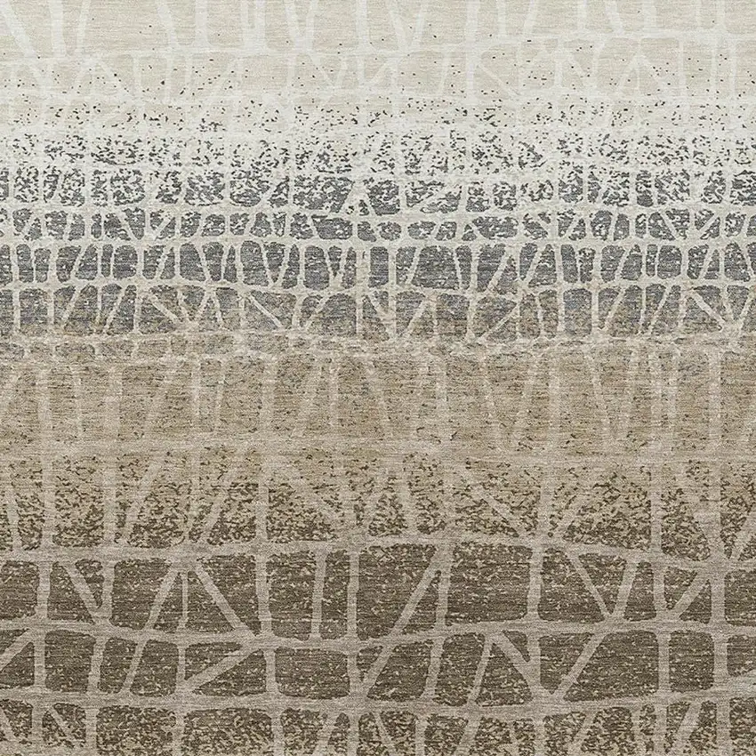 Ivory Brown And Beige Geometric Washable Indoor Outdoor Area Rug Photo 2