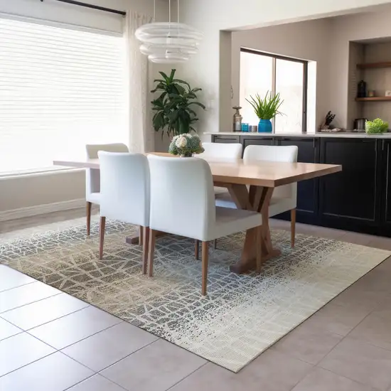 Ivory Brown And Beige Geometric Washable Indoor Outdoor Area Rug Photo 6