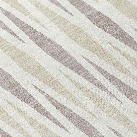 Ivory Brown And Beige Geometric Washable Indoor Outdoor Area Rug Photo 7