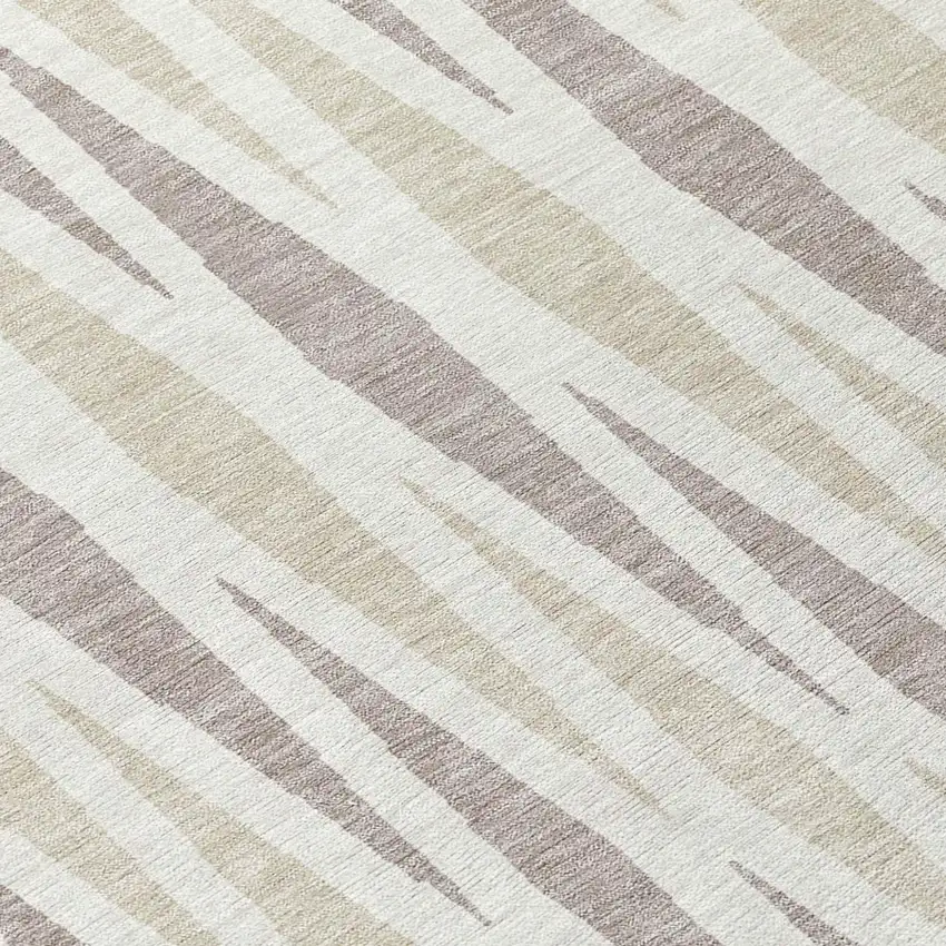 Ivory Brown And Beige Geometric Washable Indoor Outdoor Area Rug Photo 7