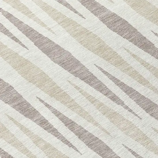 Ivory Brown And Beige Geometric Washable Indoor Outdoor Area Rug Photo 7