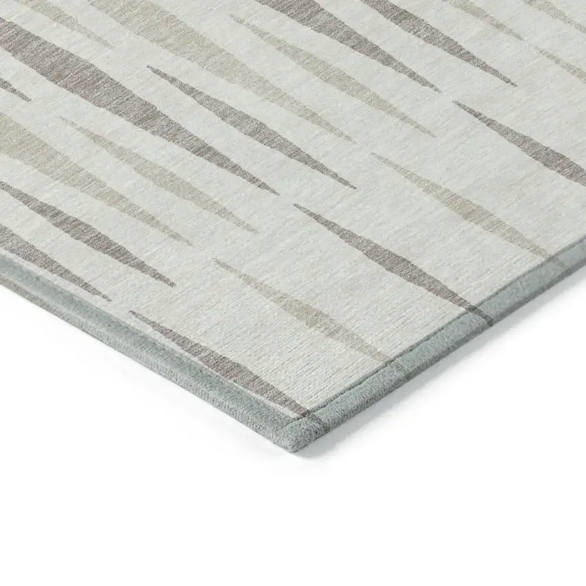 Ivory Brown And Beige Geometric Washable Indoor Outdoor Area Rug Photo 4