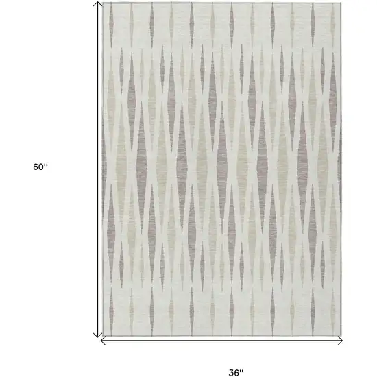 Ivory Brown And Beige Geometric Washable Indoor Outdoor Area Rug Photo 3