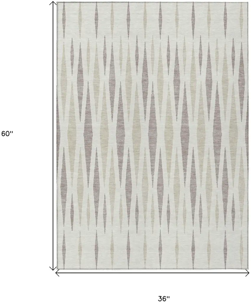 Ivory Brown And Beige Geometric Washable Indoor Outdoor Area Rug Photo 3