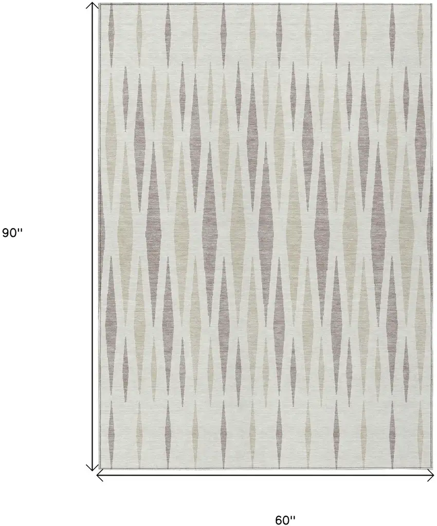Ivory Brown And Beige Geometric Washable Indoor Outdoor Area Rug Photo 3