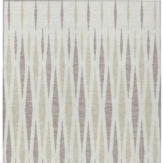 Ivory Brown And Beige Geometric Washable Indoor Outdoor Area Rug Photo 7