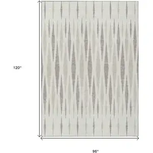 Photo of Ivory Brown And Beige Geometric Washable Indoor Outdoor Area Rug