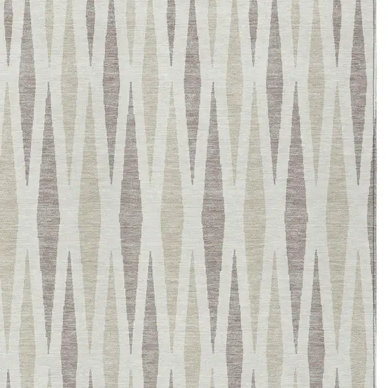 Ivory Brown And Beige Geometric Washable Indoor Outdoor Area Rug Photo 6