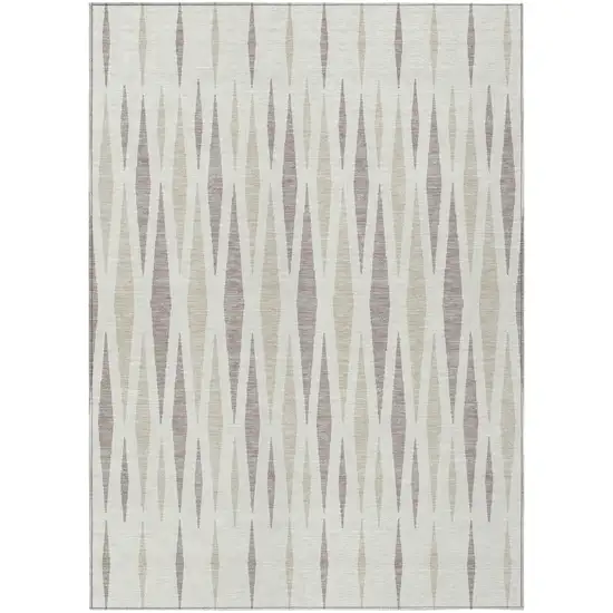 Ivory Brown And Beige Geometric Washable Indoor Outdoor Area Rug Photo 2