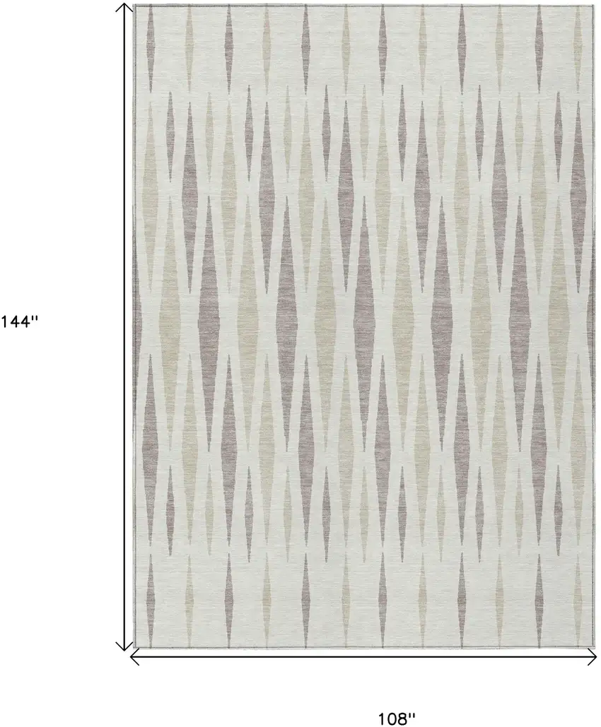 Ivory Brown And Beige Geometric Washable Indoor Outdoor Area Rug Photo 9