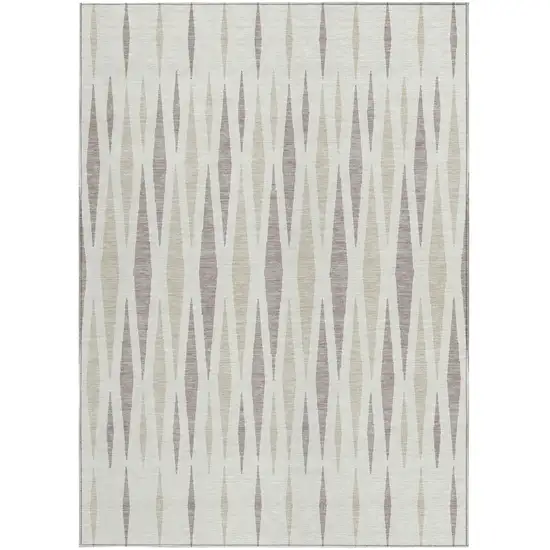 Ivory Brown And Beige Geometric Washable Indoor Outdoor Area Rug Photo 4