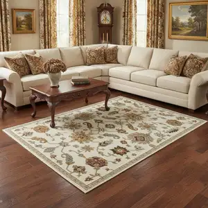 Photo of Ivory Brown And Beige Oriental Area Rug