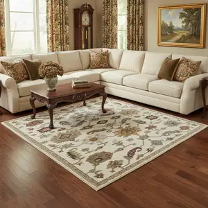 Photo of Ivory Brown And Beige Oriental Area Rug