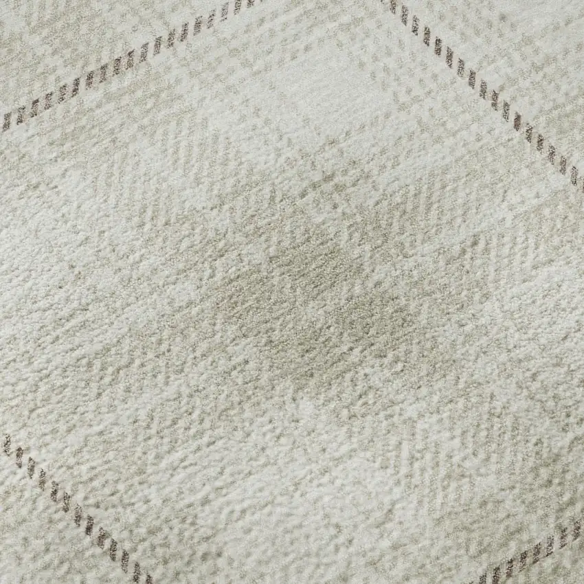 Ivory Brown And Beige Plaid Washable Area Rug With UV Protection Photo 7