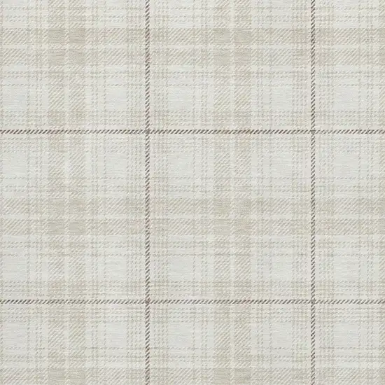 Ivory Brown And Beige Plaid Washable Area Rug With UV Protection Photo 2