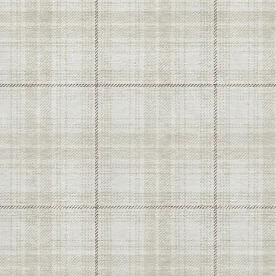 Ivory Brown And Beige Plaid Washable Area Rug With UV Protection Photo 2