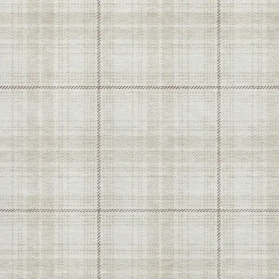 Ivory Brown And Beige Plaid Washable Area Rug With UV Protection Photo 2