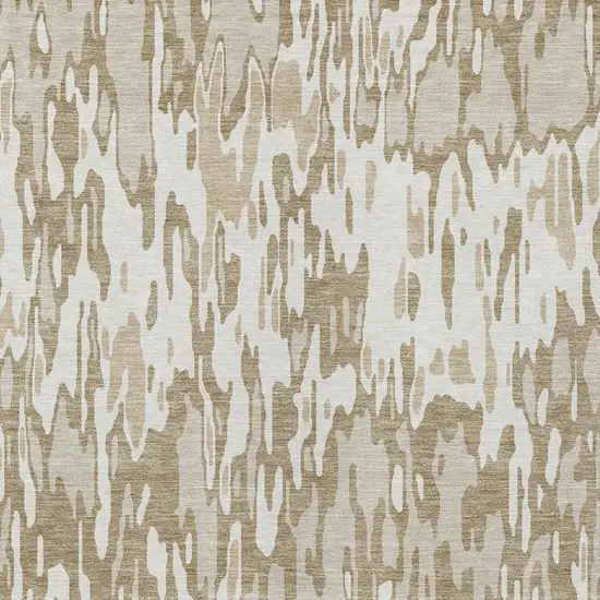 Ivory Brown And Beige Striped Washable Indoor Outdoor Area Rug Photo 5