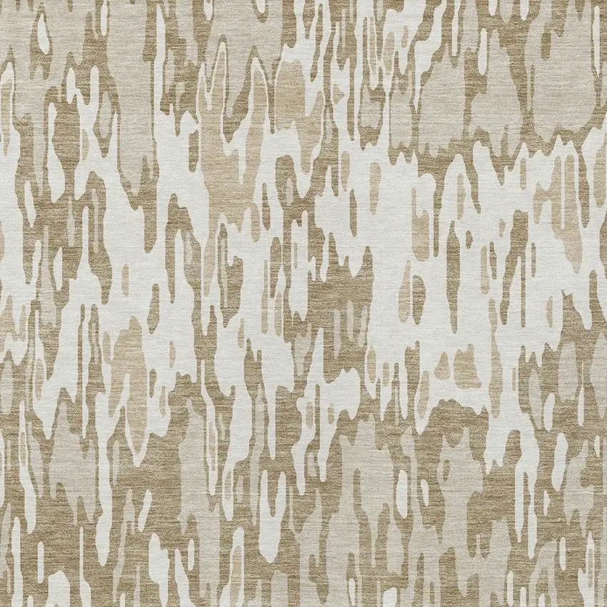 Ivory Brown And Beige Striped Washable Indoor Outdoor Area Rug Photo 5